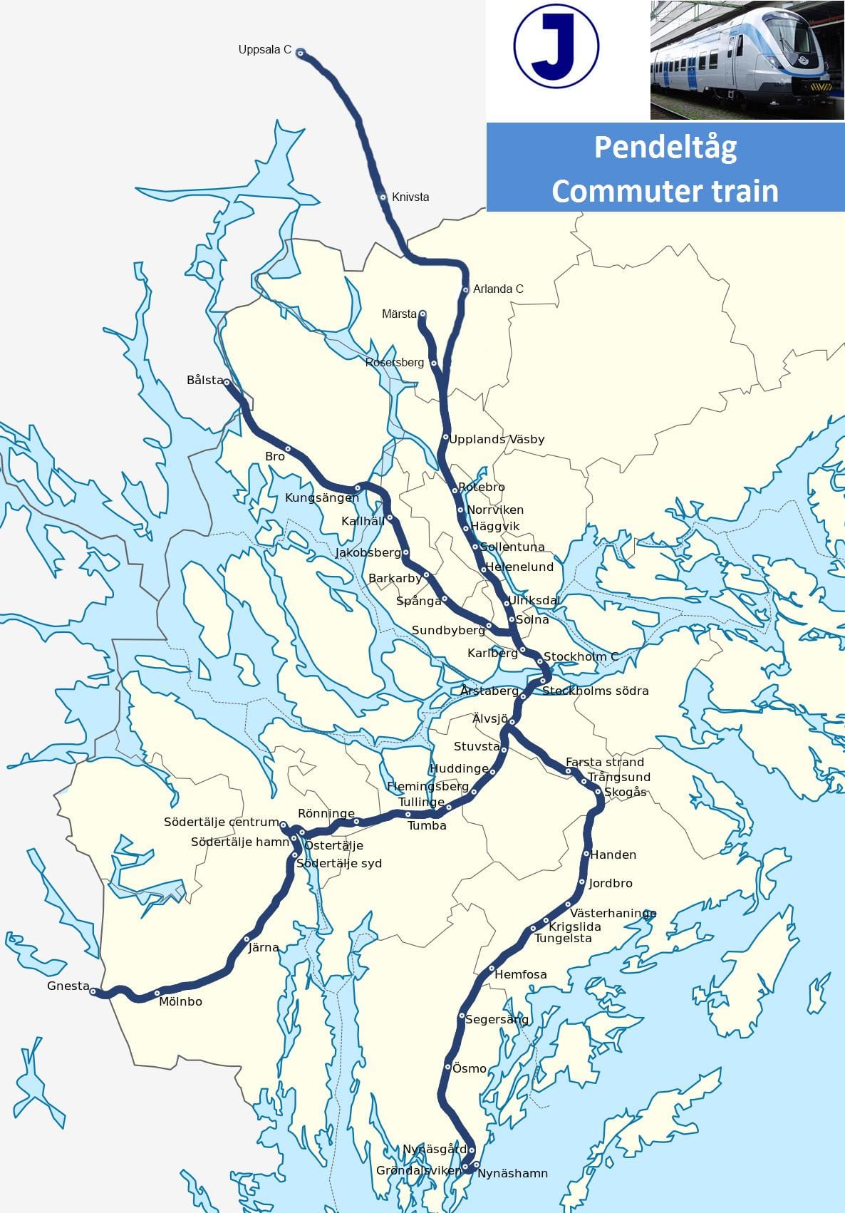 Stockholmi pendeltåg kaart