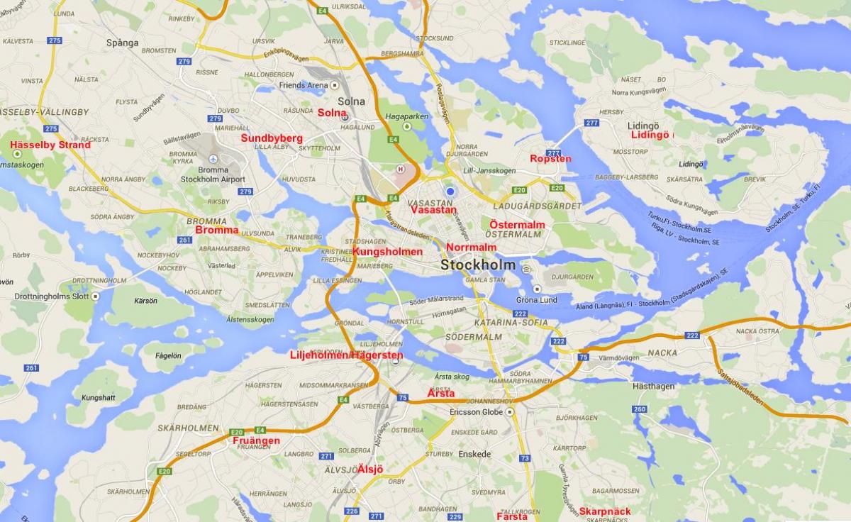 kaart Stockholmi eeslinnades