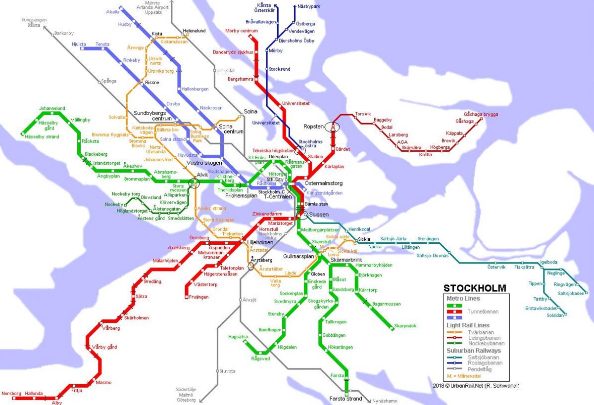 Rootsi tunnelbana kaart