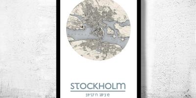 Kaart Stockholmi kaart plakat